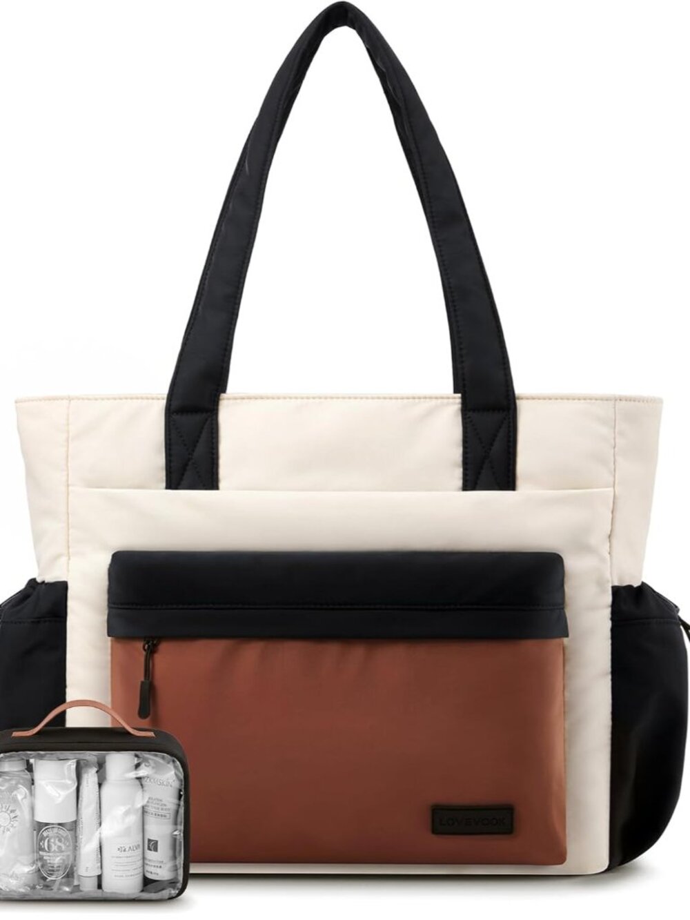 Tote Bag for Women, Puffer Work Tote with Zipper, Compartments, Travel Handbag f